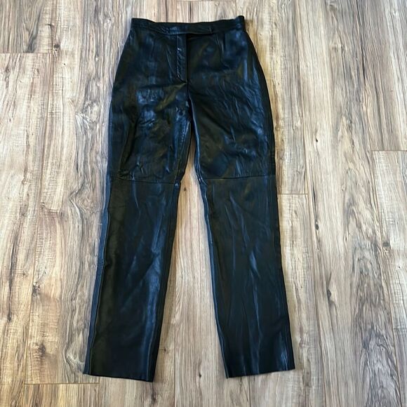 Jacqueline Ferrar Vintage Women’s 100% Leather Straight Pants Black Size 6 - Picture 4 of 11